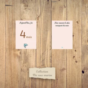 Cartes étapes mensuelles bébé - Collection “Vie sous-marine”.