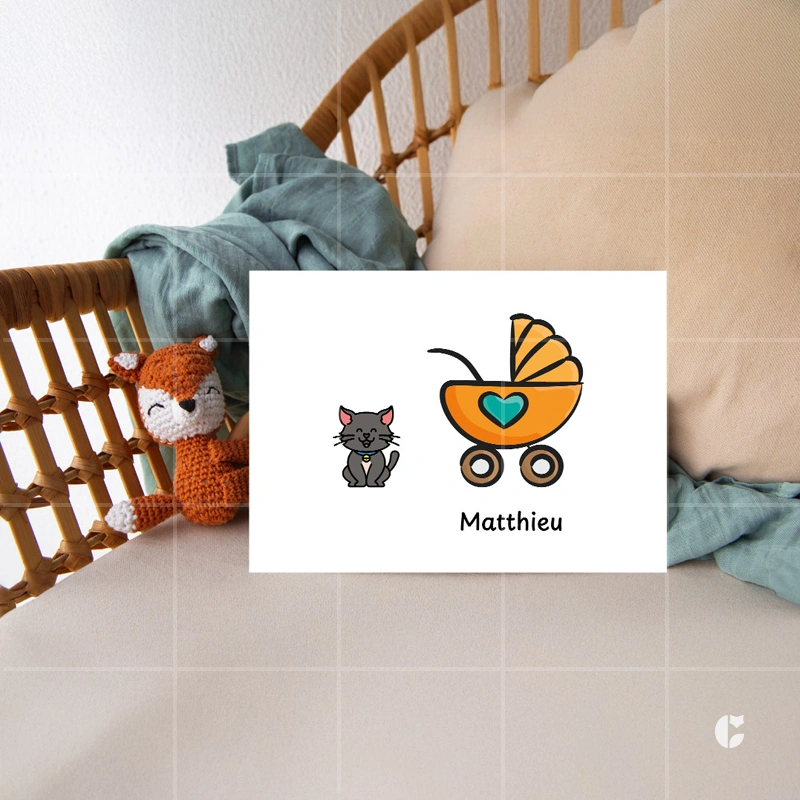 Faire-part de naissance Annonce avec l'animal familial – Image 2